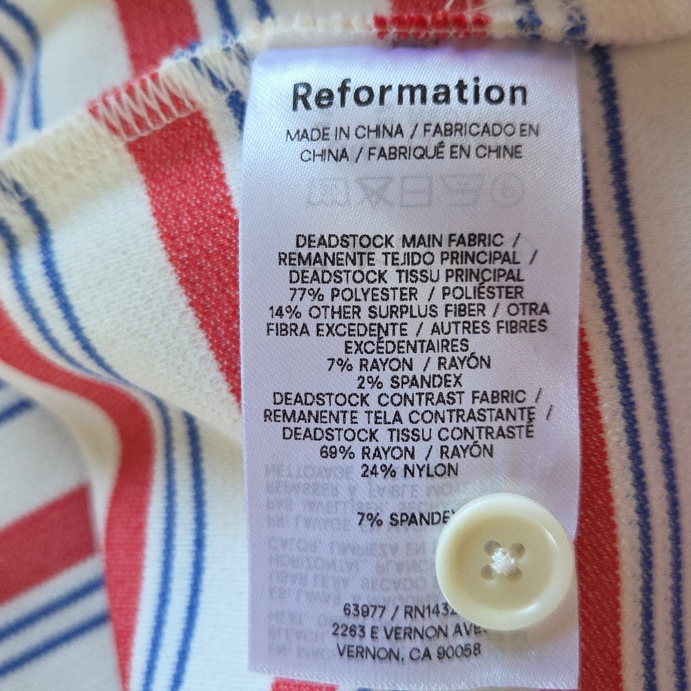 Reformation Red, White, Blue 'Anna' Cropped Rugby Top - Size M - Picture 9 of 10